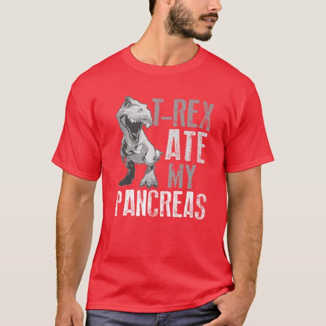 Rex Ate My Pancreas | Diabetes Dinosaur Lovers Gif T-Shirt (Front)