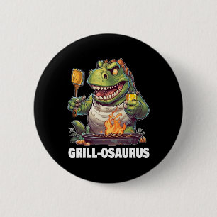 Rex Bbq Dinosaur Funny Fathers' Day Grilling  6 Cm Round Badge