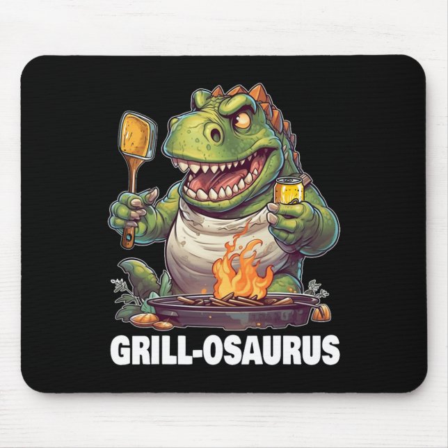 Rex Bbq Dinosaur Funny Fathers' Day Grilling  Mouse Mat (Front)