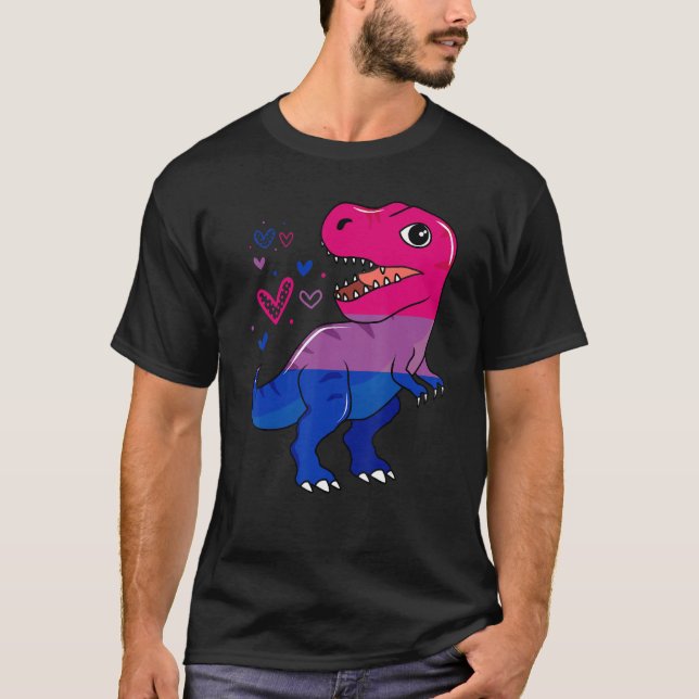 Rex Dinosaur Bisexual Flag Bisexuality Pride Month T-Shirt (Front)