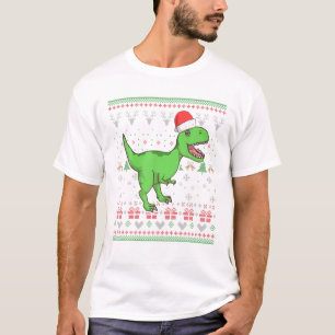 Rex Dinosaur Santa Claus Ugly Christmas Tyrannosau T-Shirt