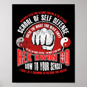 Rex Kwon Do Funny Karate Martial Arts Retro Poster
