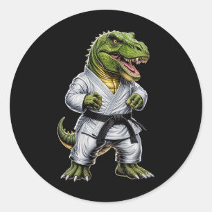 Rex Martial Arts Dinosaur Karate Judo Bjj Fighter  Classic Round Sticker