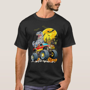 Rex Saurus Riding Monster Truck Happy Halloween 2 T-Shirt