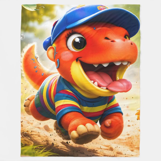 Rex, the dinosaur playtime adventure premium large fleece blanket (Front)