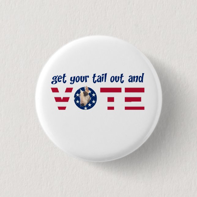 Rex Vote pin, tail 3 Cm Round Badge (Front)