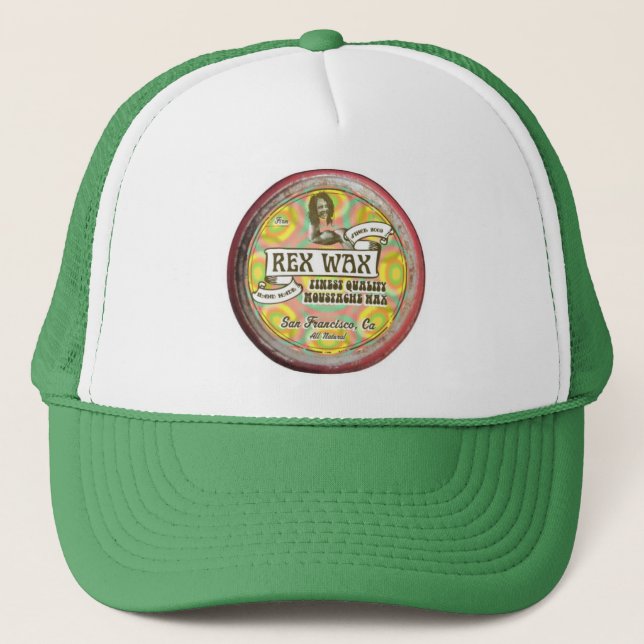 Rex Wax: Handmade Moustache Wax Green Trucker Hat (Front)