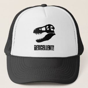 "Rexcellent!" T. rex Dinosaur Skull Printed Trucker Hat