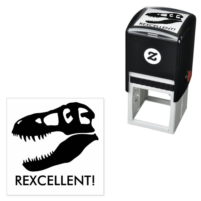 Rexcellent! T-rex Dinosaur Skull Self-inking Stamp (In Situ)