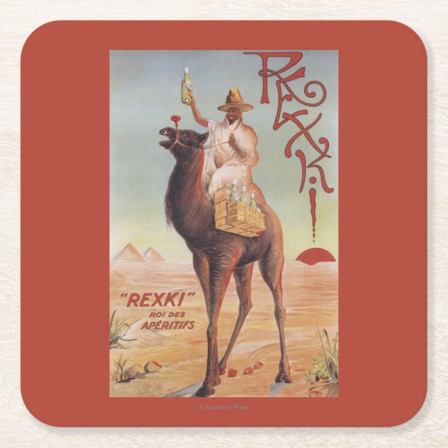 Rexki - King of Before Dinner Liqueurs Square Paper Coaster (Front)