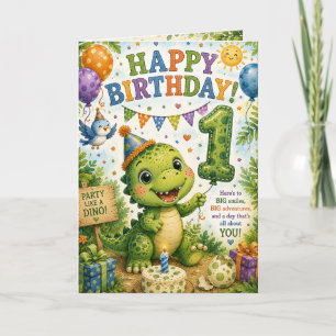 Rex's Dino-Mite 1st Birthday Card