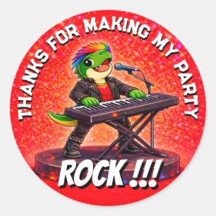 Rexy the Rockstar Birthday Party Thank You Sticker