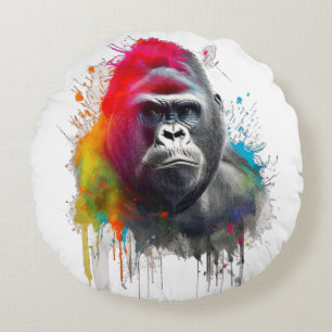 Rey de la Selva: Majestuoso Gorila Espald Round Cushion