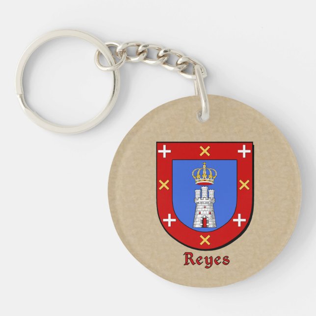 Reyes Historical Shield with Flag of Mexico Key Ring (Front)