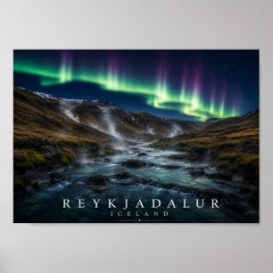 Reykjadalur Steam Valley Hot River A4 Poster