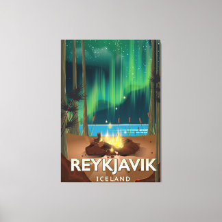 Reykjavik Camping Vintage Travel Poster Canvas Print