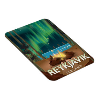 Reykjavik Camping Vintage Travel Poster Magnet