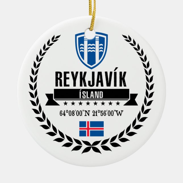 Reykjavík Ceramic Tree Decoration (Front)