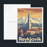 Reykjavik Iceland Art Vintage Travel Illustration Postcard<br><div class="desc">Reykjavik Iceland Art Vintage travel place illustration</div>