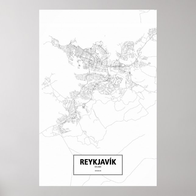 Reykjavik, Iceland (black on white) Poster (Front)