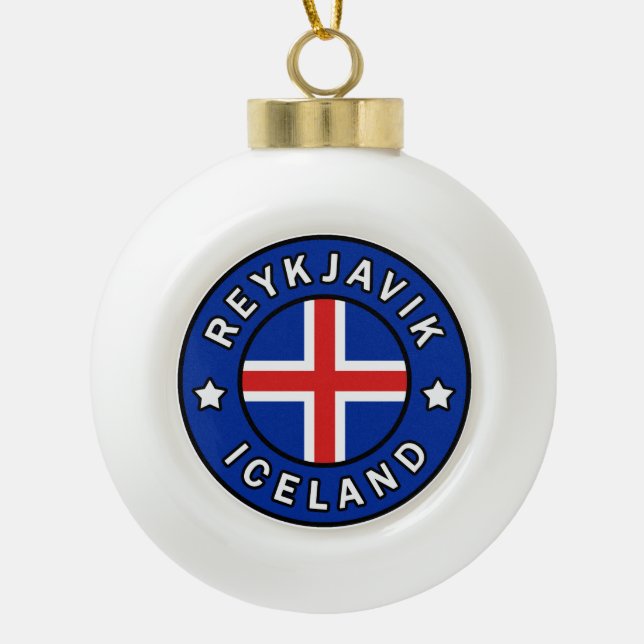 Reykjavik Iceland Ceramic Ball Christmas Ornament (Front)