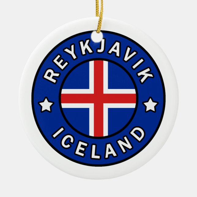 Reykjavik Iceland Ceramic Tree Decoration (Front)