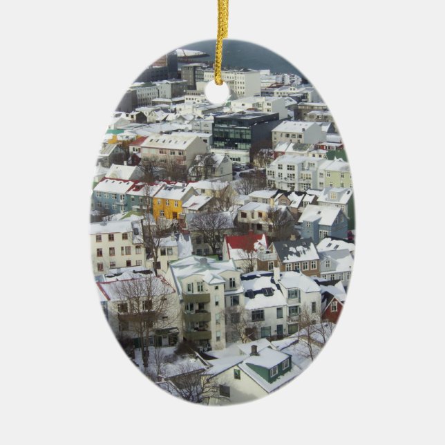 Reykjavik Iceland Ceramic Tree Decoration (Front)