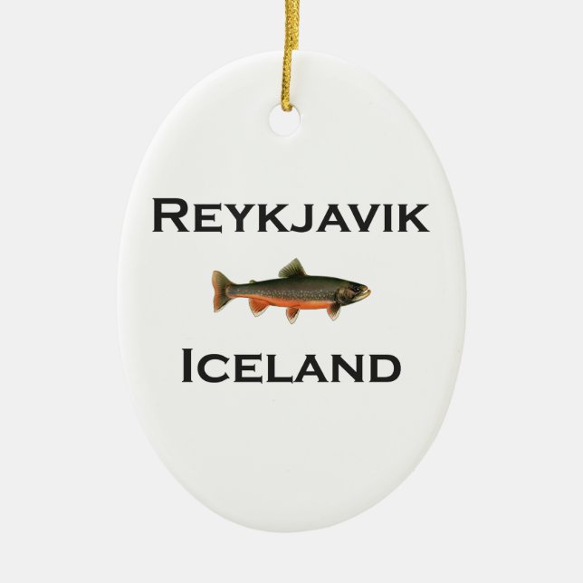 Reykjavik Iceland Ceramic Tree Decoration (Front)