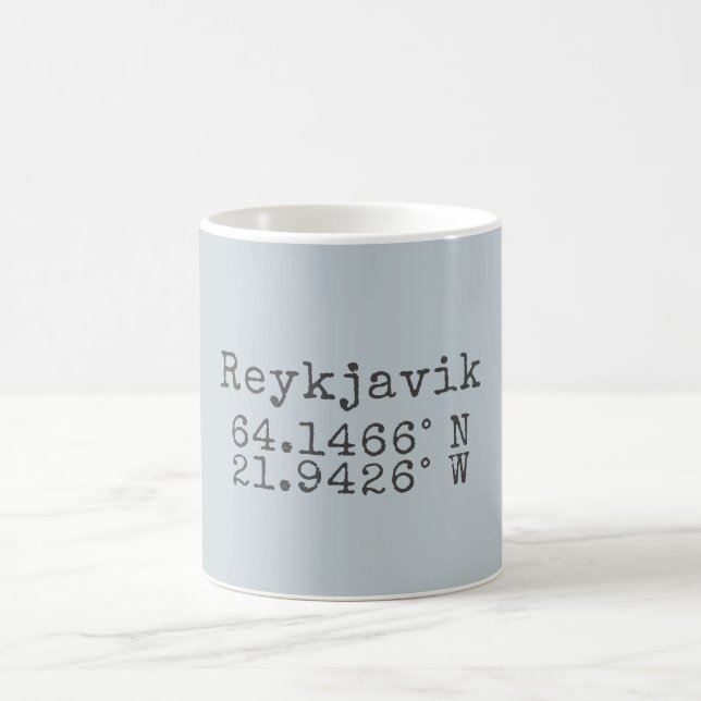 Reykjavik Iceland latitude and longitude Coffee Mug (Center)