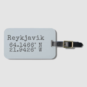 Reykjavik Iceland Latitude Longitude Luggage Tag