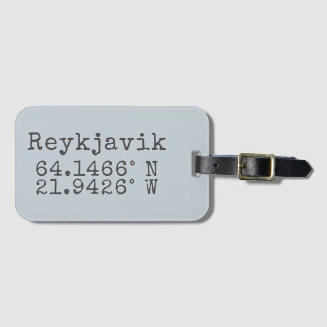 Reykjavik Iceland Latitude Longitude Luggage Tag (Front Horizontal)