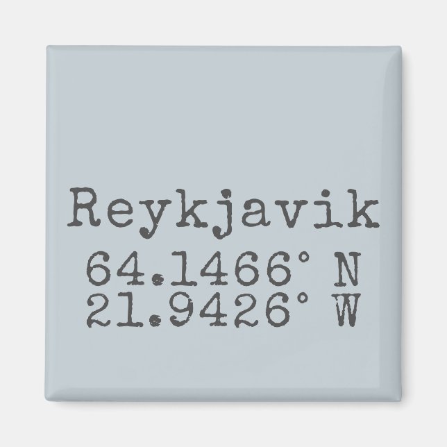 Reykjavik Iceland Latitude Longitude Magnet (Front)
