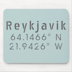 Reykjavik Iceland Latitude Longitude Mouse Mat