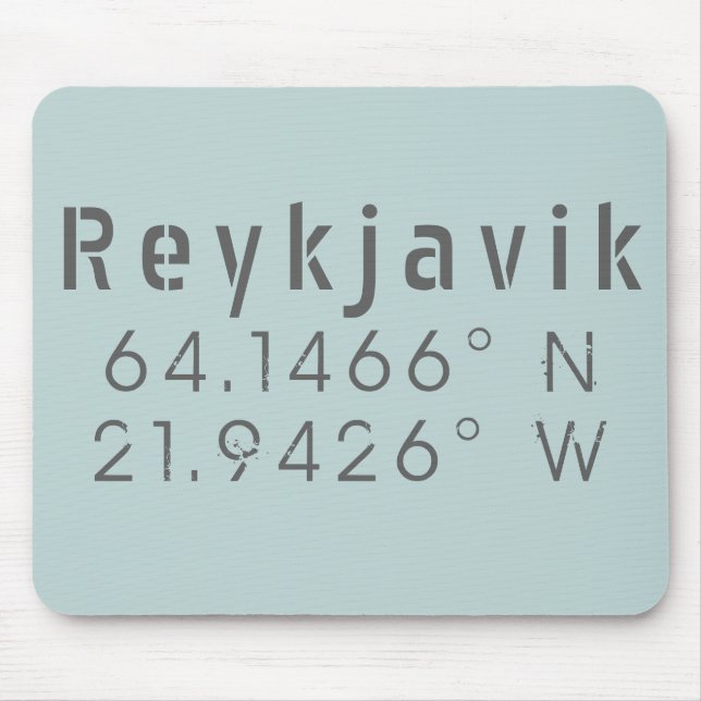 Reykjavik Iceland Latitude Longitude Mouse Mat (Front)