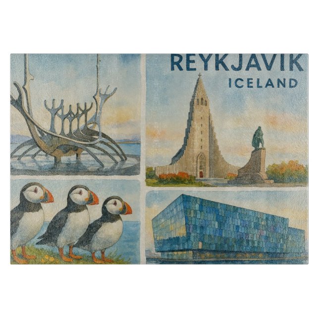 Reykjavik Iceland multiview  Cutting Board (Front)