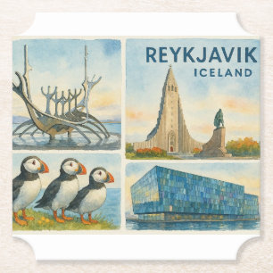 Reykjavik Iceland multiview  Paper Coaster