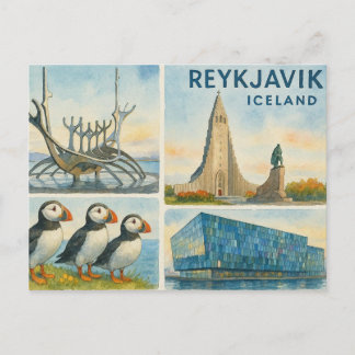Reykjavik Iceland multiview  Postcard