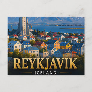 Reykjavik Iceland Northern Lights Escape ❄️ Postcard