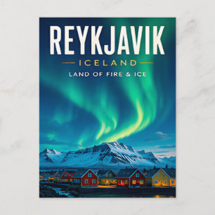 ❄️ Reykjavik Iceland Northern Lights Home Decor 🌌 Postcard