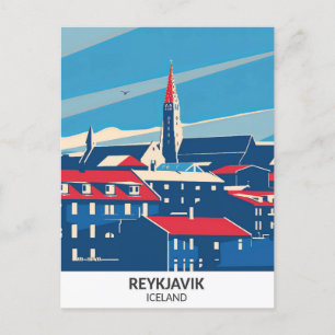Reykjavik Iceland Retro Artwork Travel  Postcard