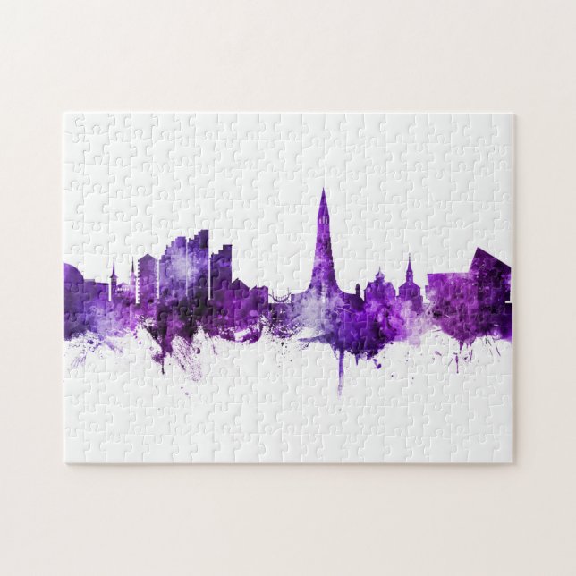 Reykjavik Iceland Skyline Purple Jigsaw Puzzle (Horizontal)