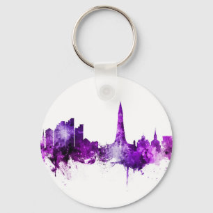 Reykjavik Iceland Skyline Purple Key Ring