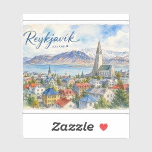 Reykjavik Iceland souvenir watercolor 