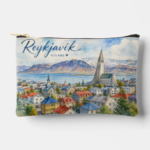 Reykjavik Iceland souvenir watercolor Accessory Pouch
