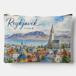Reykjavik Iceland souvenir watercolor Accessory Pouch