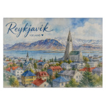 Reykjavik Iceland souvenir watercolor