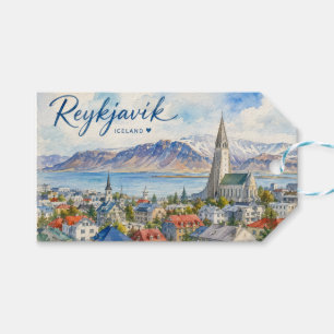 Reykjavik Iceland souvenir watercolor Gift Tags