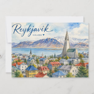 Reykjavik Iceland souvenir watercolor Thank You Card