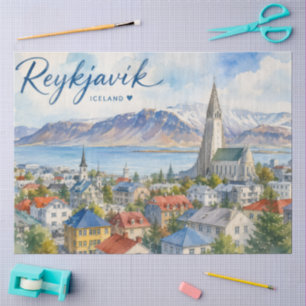 Reykjavik Iceland souvenir watercolor Tissue Paper