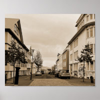 Reykjavik Iceland Street Scene Sepia